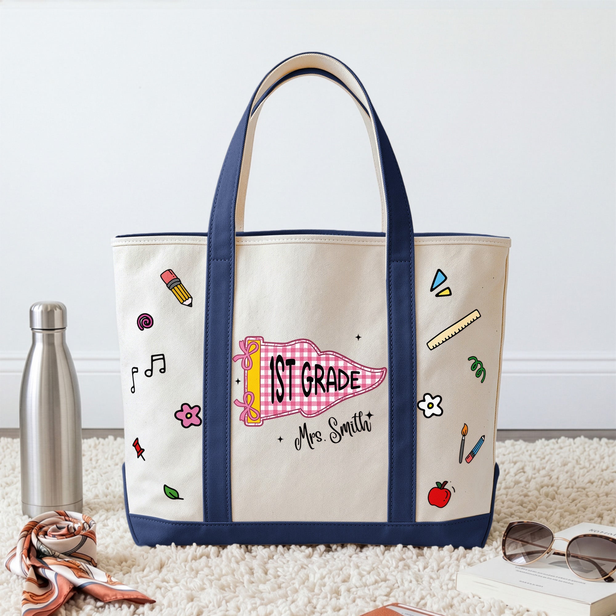 Teacher Pennant Flag Personalized Tote Bag_1