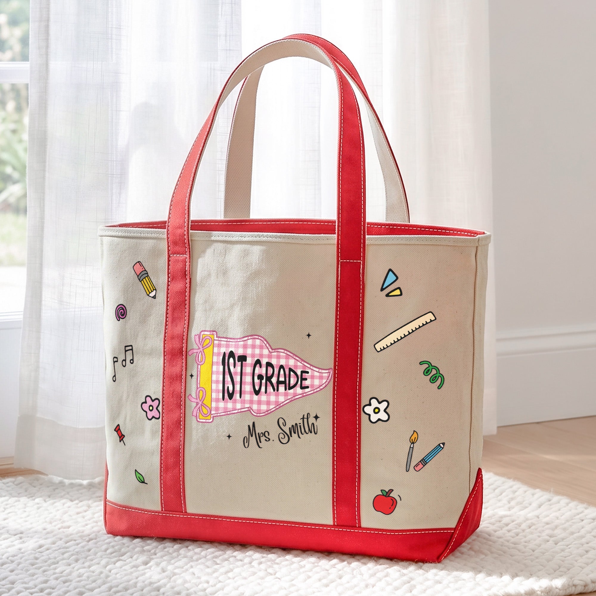 Teacher Pennant Flag Personalized Tote Bag_4
