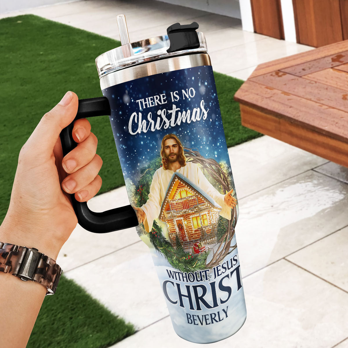 ThereIsNoChristmasWithoutJesusChristPersonalizedStainlessSteelTumbler_3