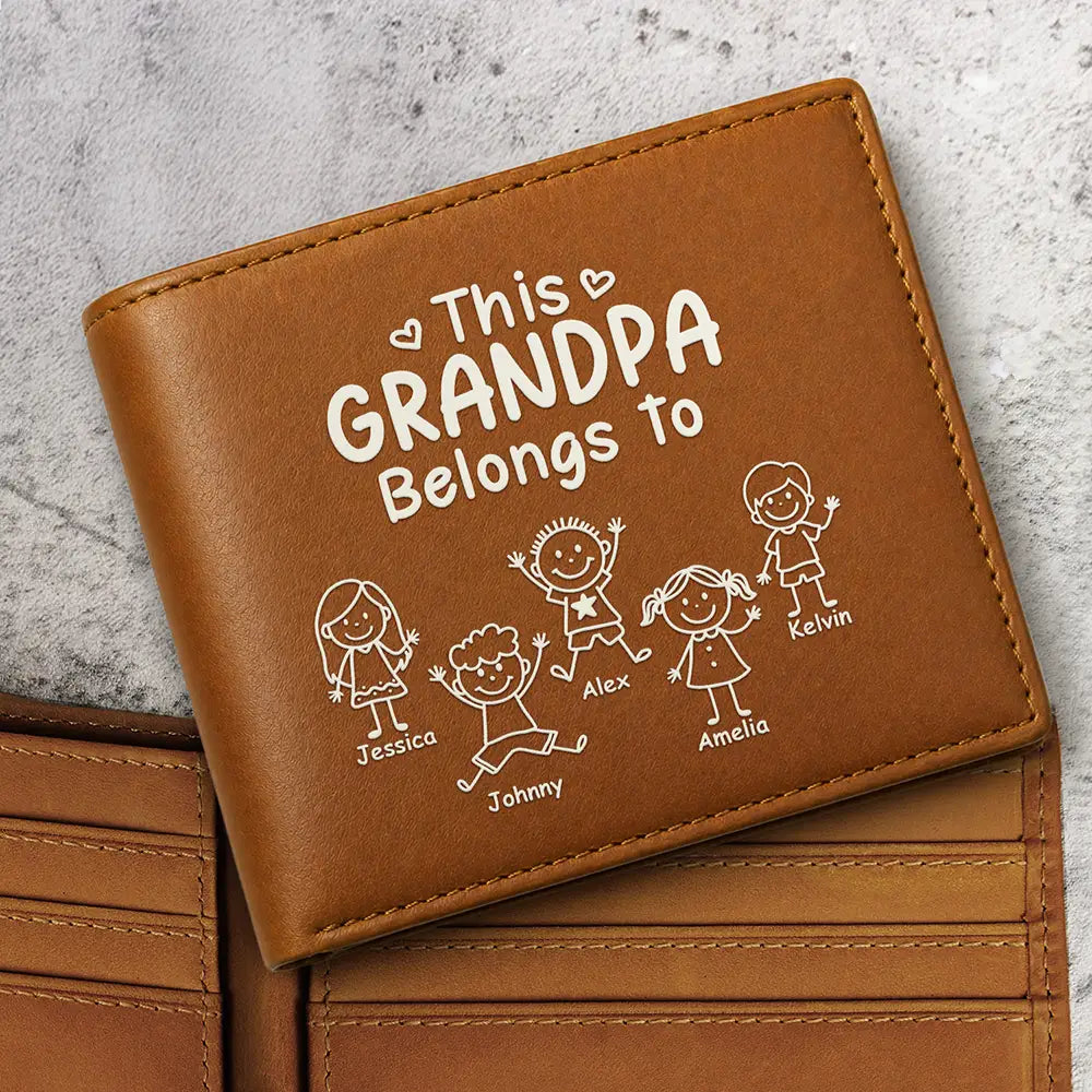 ThisGrandpaDadBelongsToKidsPet PersonalizedLeatherWallet NV1393 CLA1890 DEF