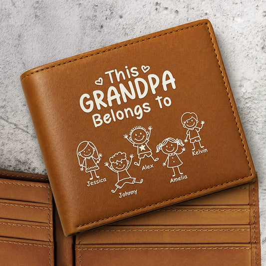 ThisGrandpaDadBelongsToKidsPet PersonalizedLeatherWallet NV1393 CLA1890 DEF