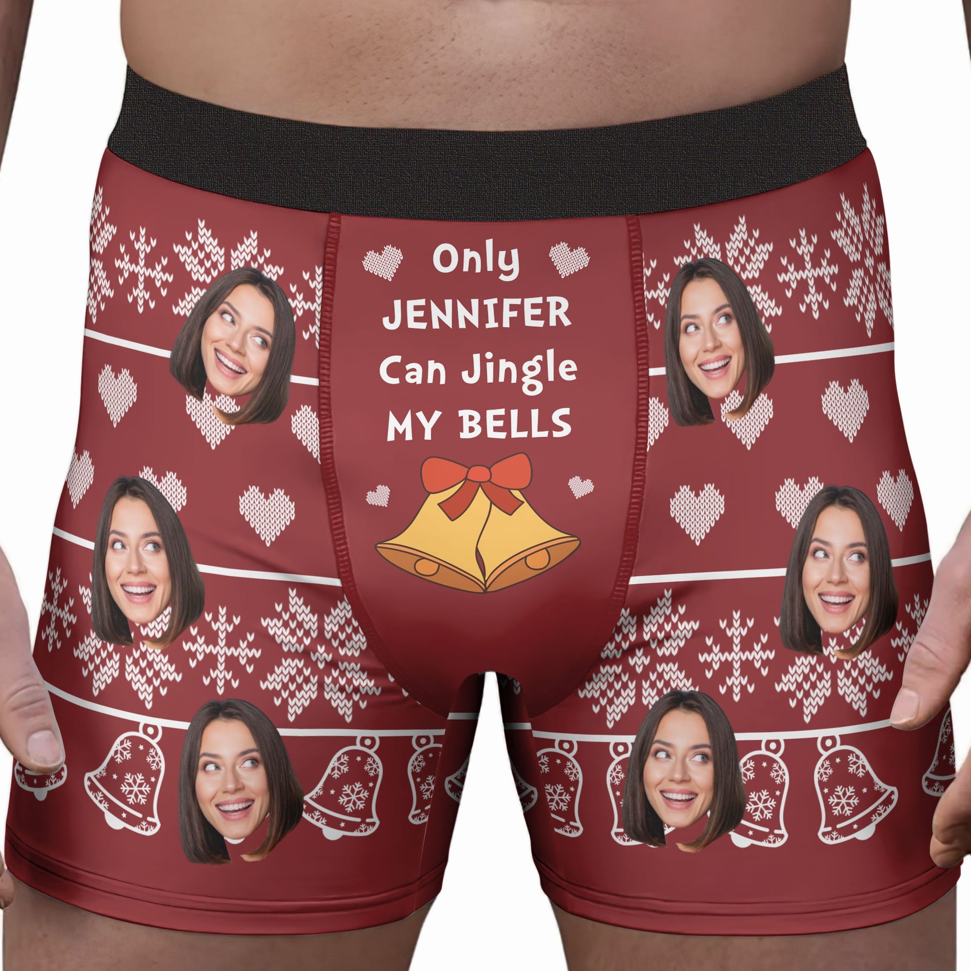 Ugly Christmas Jingle My Bells Personalized Photo Mens Boxer Briefs_1