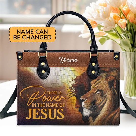 UniquePersonalizedLeatherHandbag ThereIsPowerInTheNameOfJesusFamilyStore1