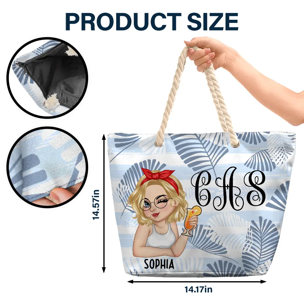 VineMonogramGirlsTrip PersonalizedBeachBag NP037 NEL3021 MK 4