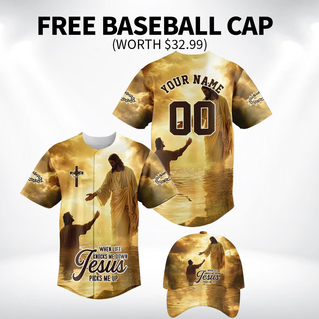 WhenLifeKnocksMeDownJesusPicksMeUpBaseballJerseyBundle