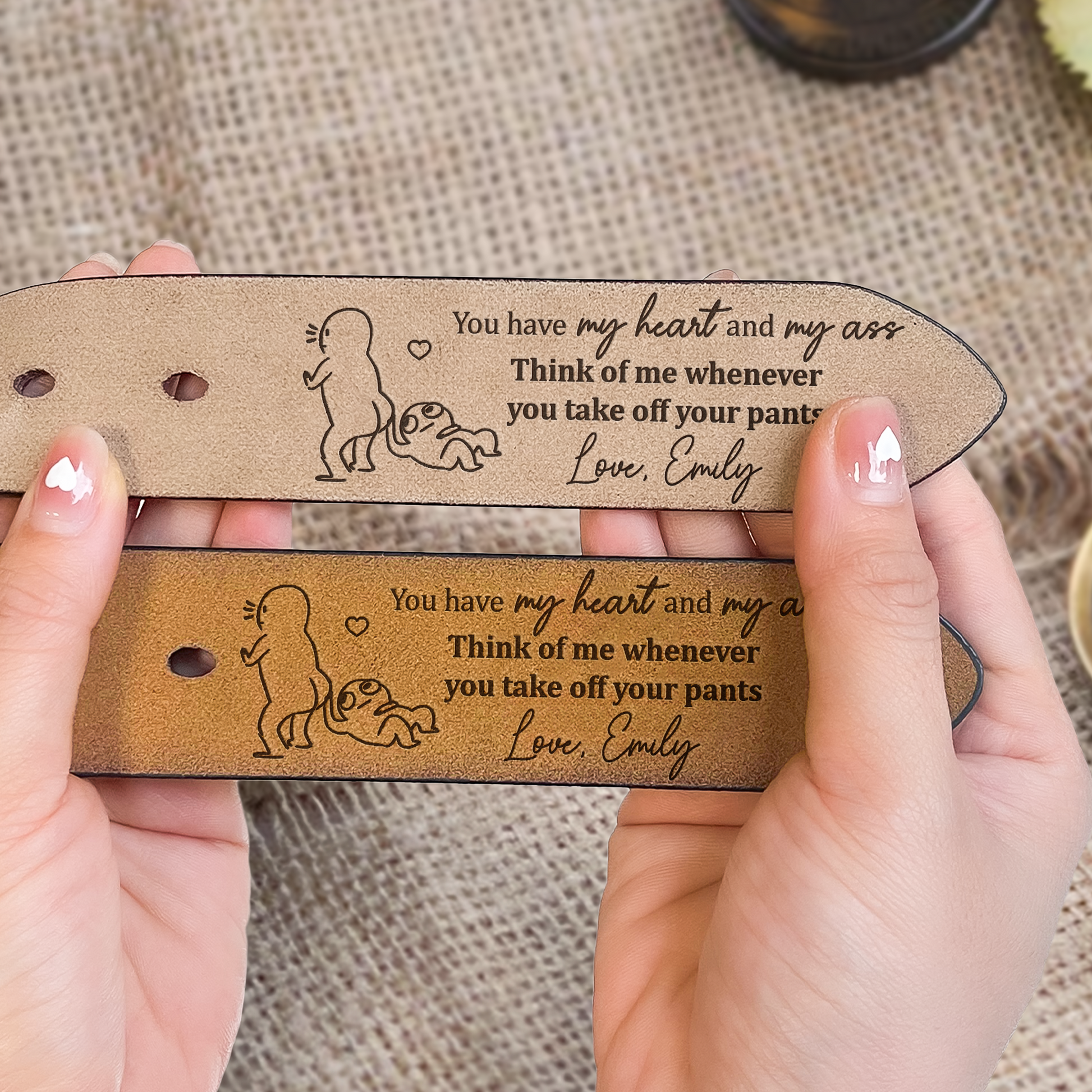 You Have My Heart _ My Ass For Husband_ Boyfriend Personalized Engraved Leather Belt_5
