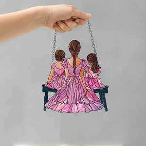 Mama And Two Daughters - Gift For Mom, Daughter - Window Hanging Suncatcher Ornament