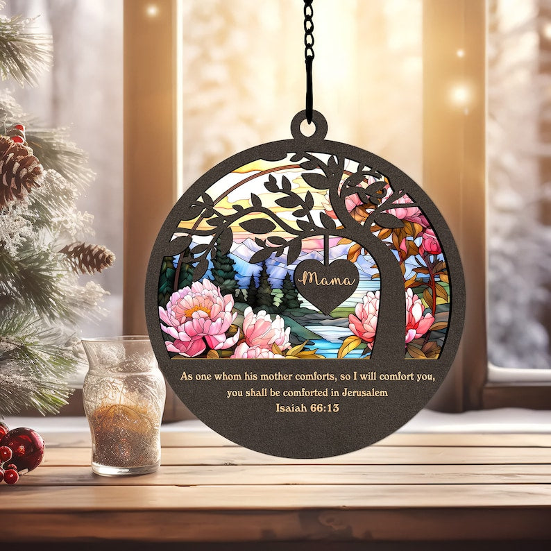 Mama Jerusalem Isaiah 66-13 - Memorial Gift - Personalized Window Hanging Suncatcher Ornament