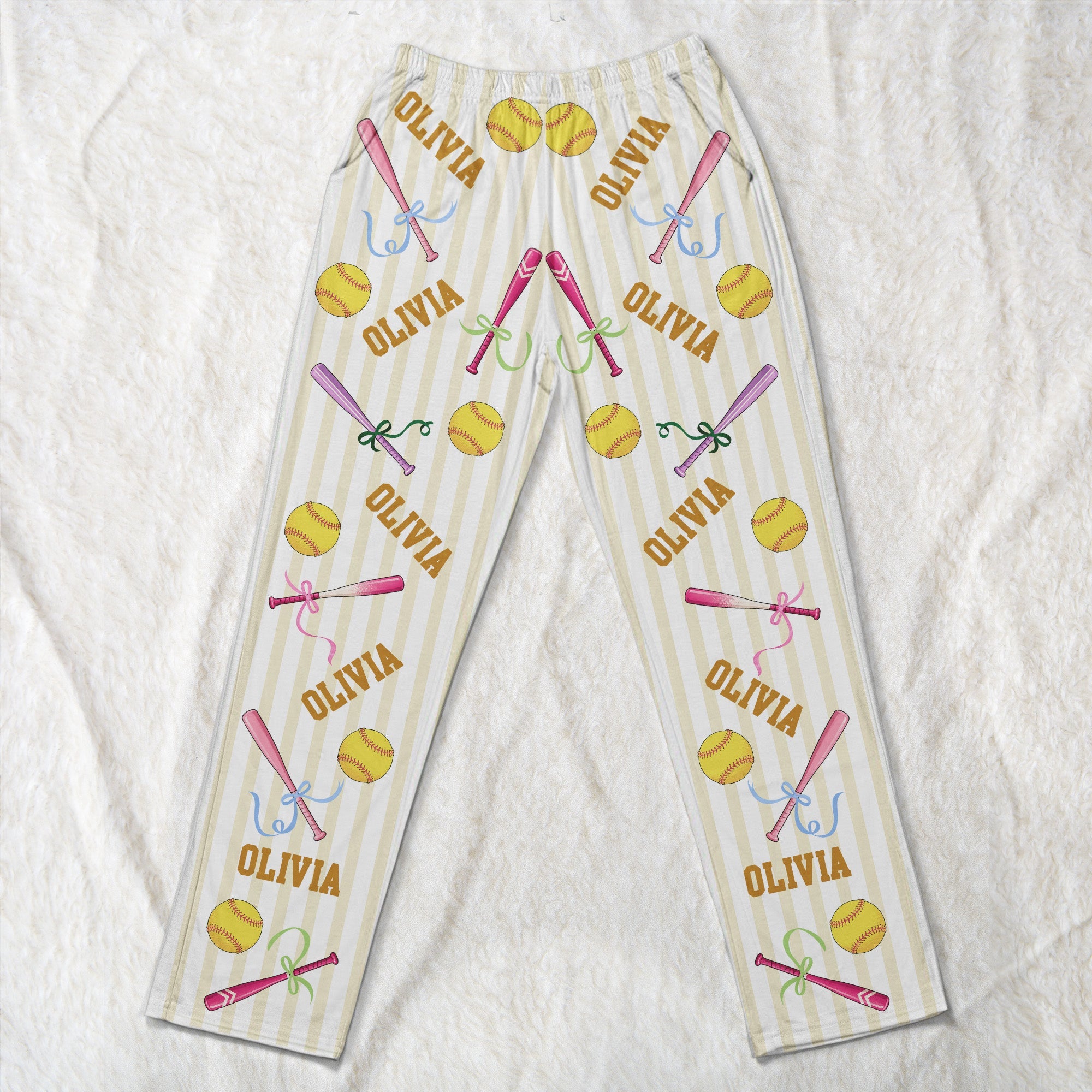 custom name gift for softball lovers softbal player softball girls personalized lounge pants 3