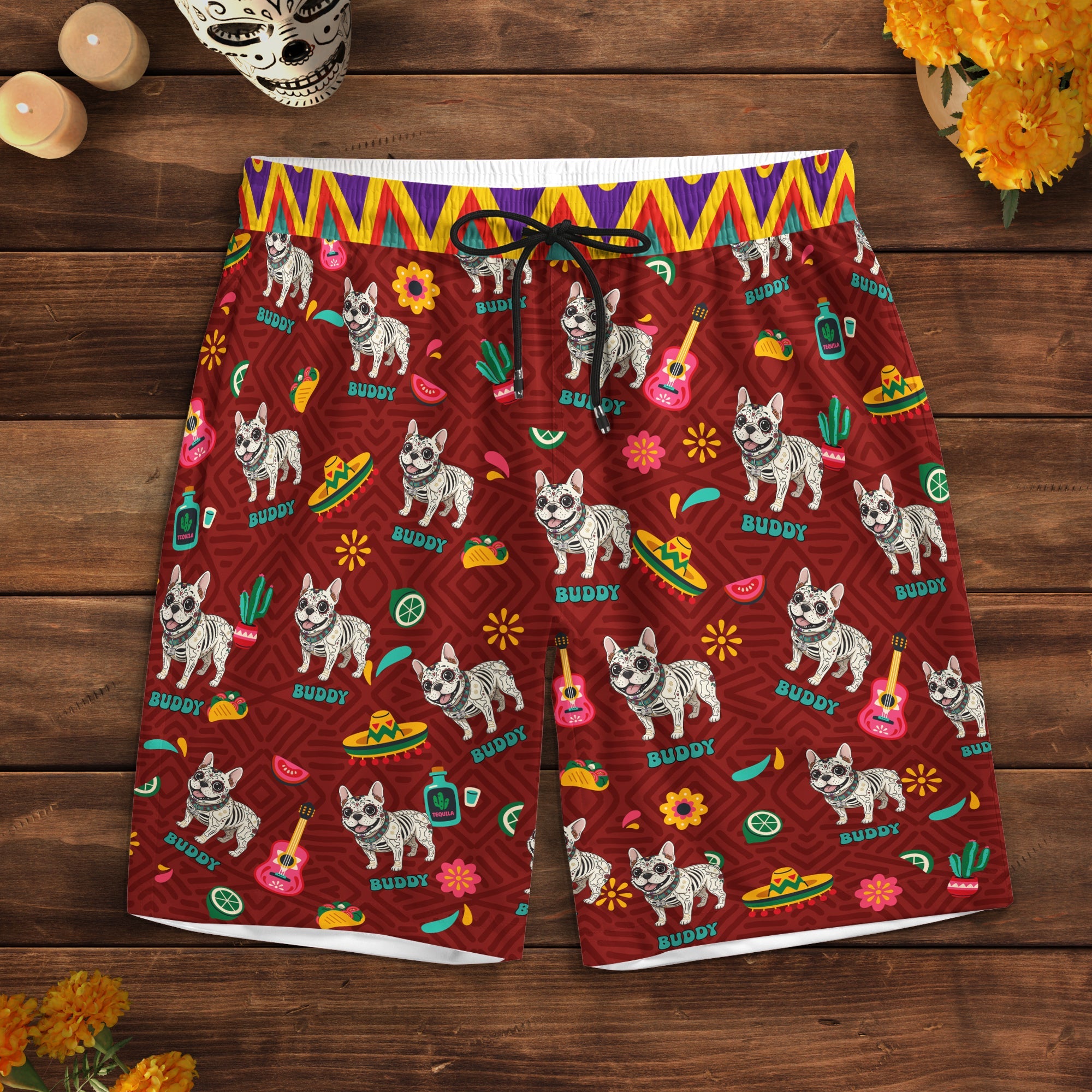 dia de los muertos custom pet photo latinos mexican day of the dead personalized shorts 5