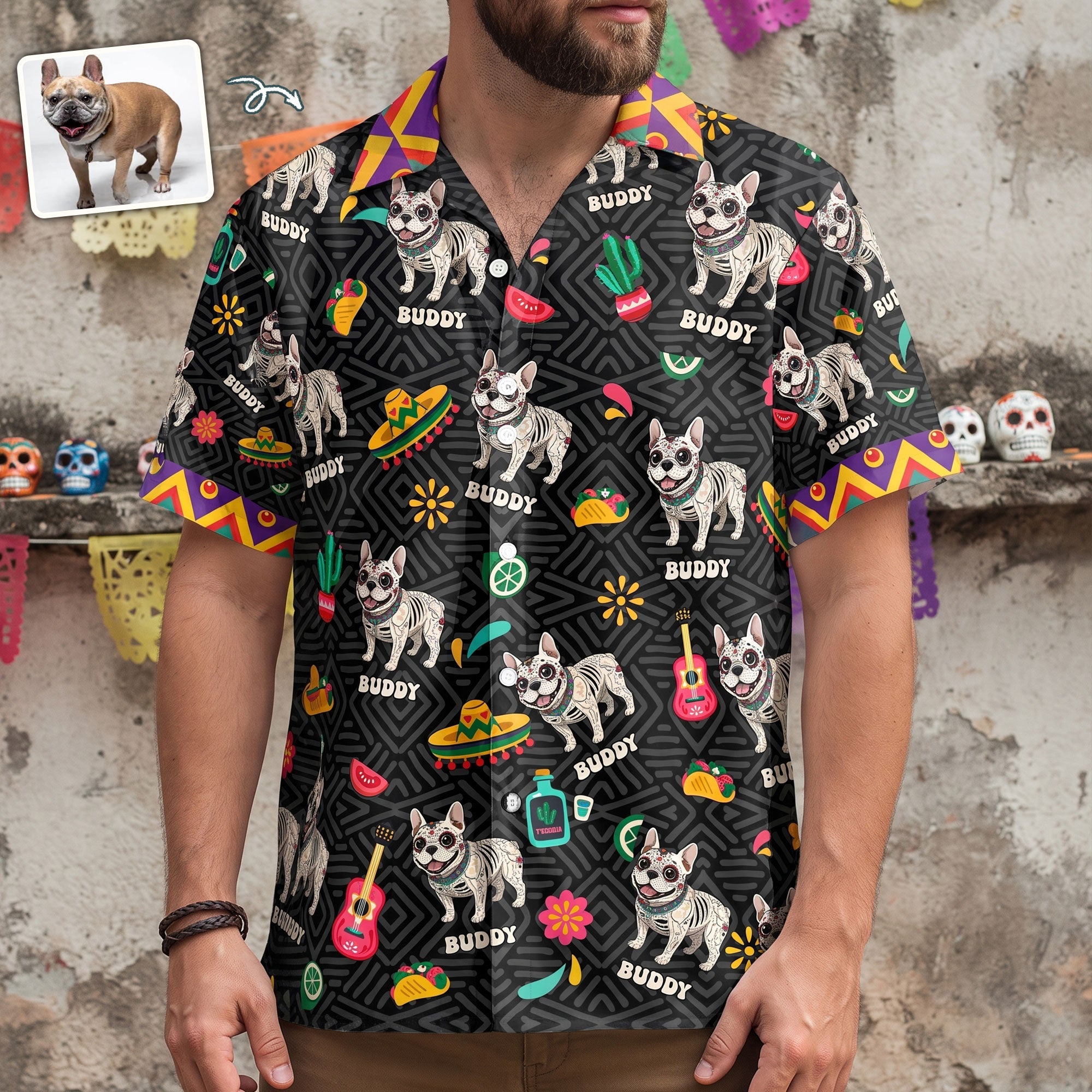dia de los muertos custom pet photo latinos mexican personalized hawaiian shirt 3
