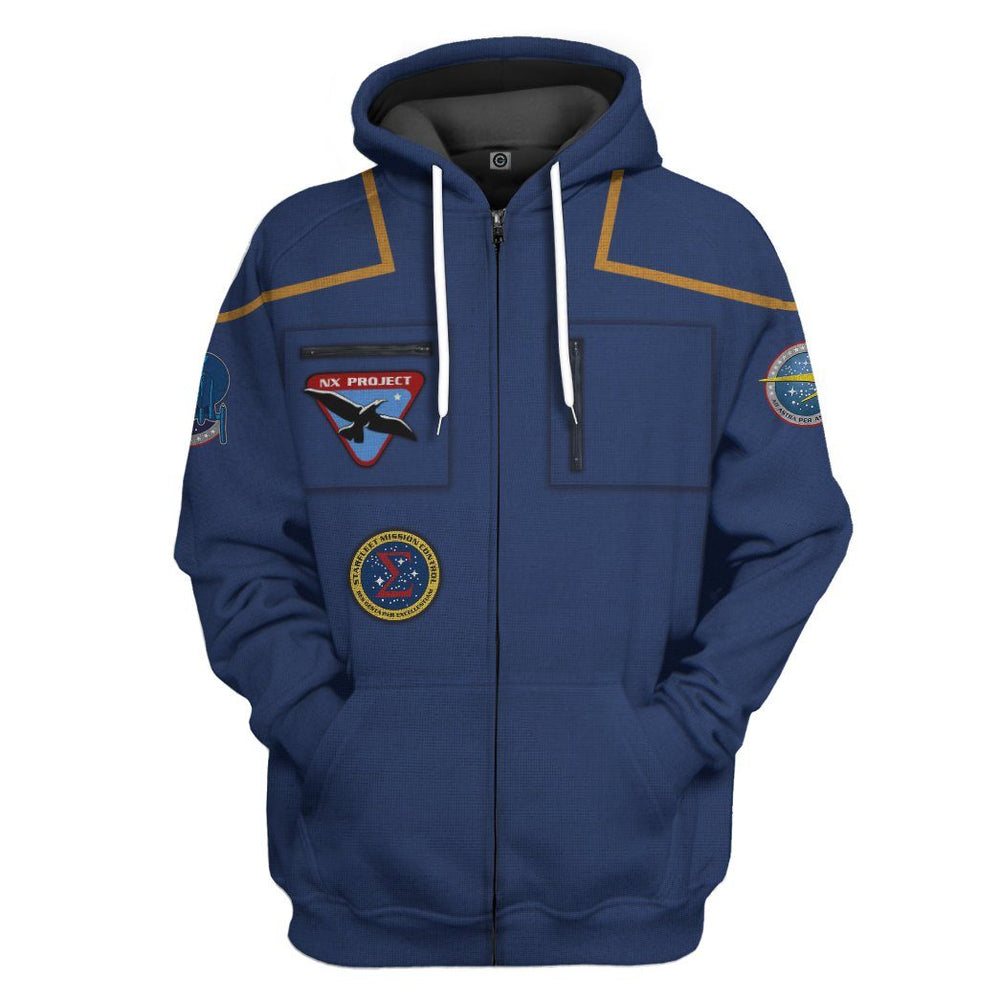 gearhuman 3d star trek jonathan archer custom hoodie apparel gw21095 3d apparel zip hoodie s 372649