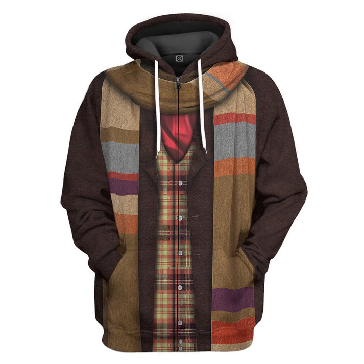 gearhumans 3d 4th doctor who custom tshirt hoodie apparel gw09044 3d apparel zip hoodie s 108860
