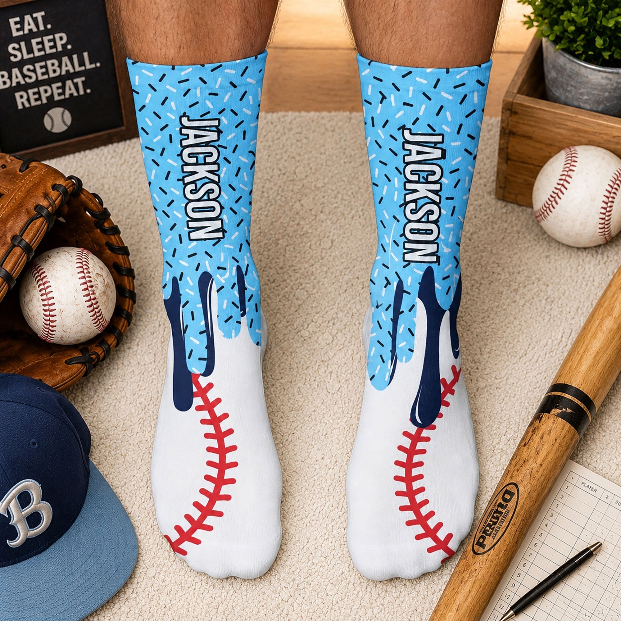 icecream drip design for baseball softball soccer football basketball hockey lover personalized socks 1
