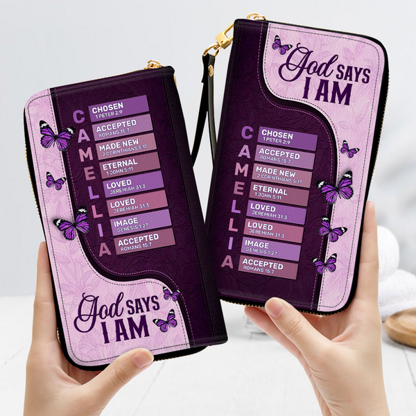 God Says I Am Chosen - Personalized Leather Wallet
