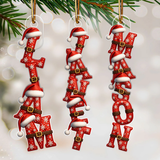 Custom Letters 2025 Santa Pattern Alphabet - Personalized Acrylic Ornament - Christmas Gift For Family Members NA94