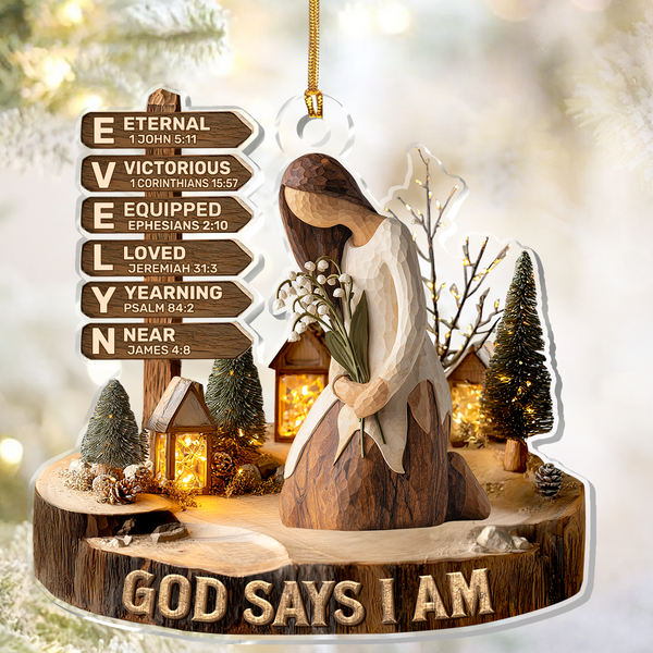 God Says I Am - Personalized 1-Layer Acrylic Ornament HL128