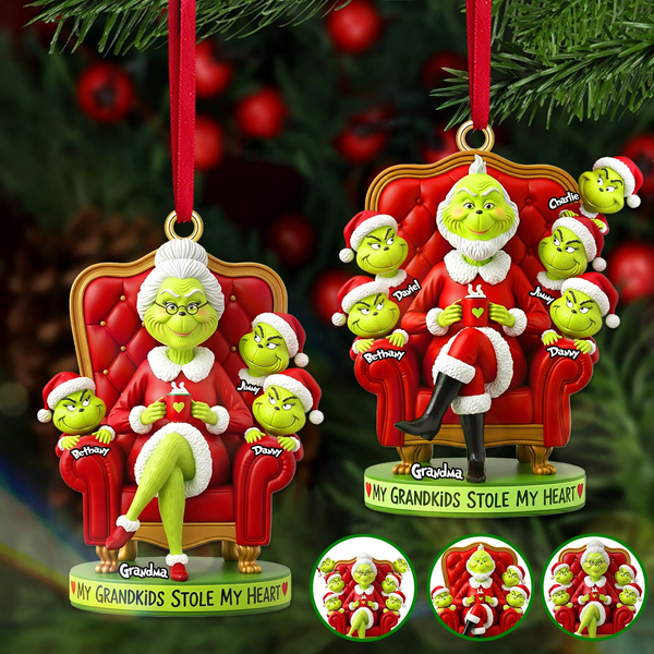 Grch Green Monster My Grandkids Stole My Heart - Personalized Acrylic Ornament - Christmas Gift For Grandparents NL122