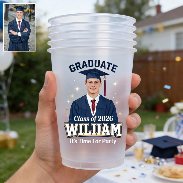 Custom Photo Graduate Class Of 2026 Party - Personalized Frosted Cups - Gift For Graduates