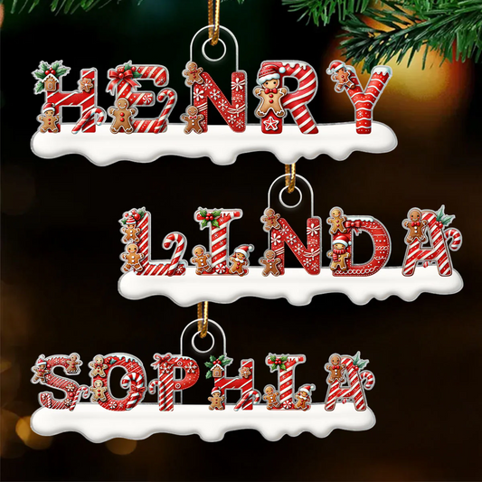 Custom Letters Candy Cane ALphabet 2025 - Personalized Acrylic Ornament - Christmas Gift For Family Members NA94