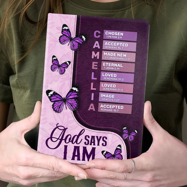God Says I Am Chosen - Personalized Leather Cover Notebook