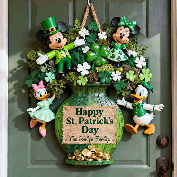 MkMo Magic Mouse Happy St. Patrick's Day - Personalized Wood Sign - Gift For Family, Fan Movies HH01