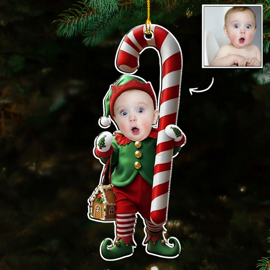 Custom Photo Our Little Elf Snowbaby 2025 - Personalized Acrylic Ornament - Christmas Gift NA94