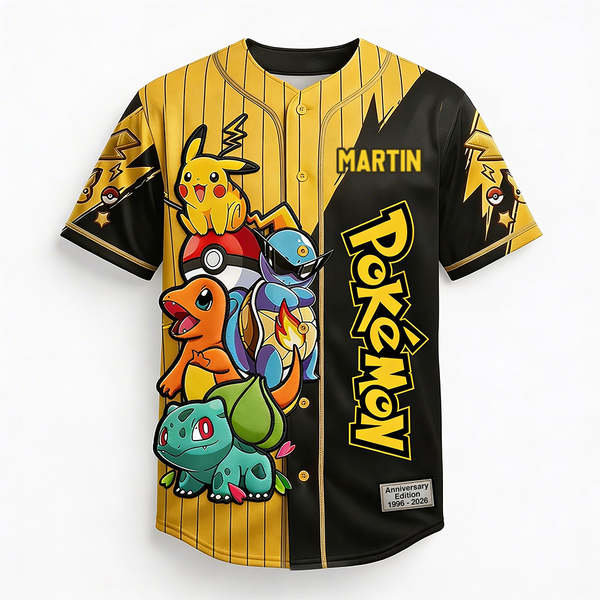 PoMo Celebrate 30 Years Of Catching Them All - Personalized Baseball Jersey For Adult, Kid, Toddler - Anniversary Gift For Movie Fans HH01