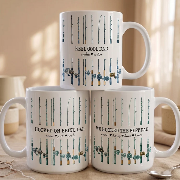 Reel Cool Dad Custom Name Gift For Fisherman - Personalized Ceramic Mug
