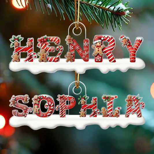 Custom Letters Candy Cane ALphabet 2025 - Personalized Acrylic Ornament - Christmas Gift For Family Members NA94
