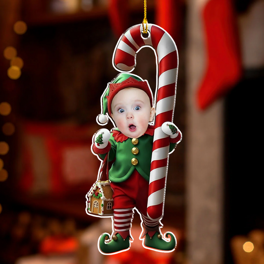 Custom Photo Our Little Elf Snowbaby 2025 - Personalized Acrylic Ornament - Christmas Gift NA94