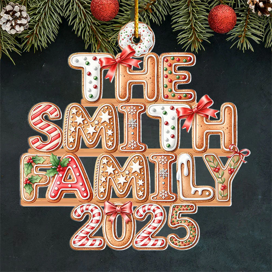 Custom Gingerbread Letter - Personalized Acrylic Ornament - Christmas Gift For Family Members NA94
