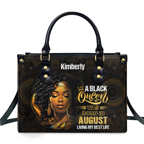 Black Queen Born In Custom Birth Month - Personalized Leather Handbag - Birthday Gift For Her HD95
