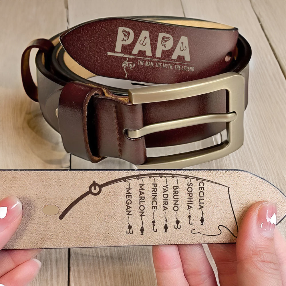 Papa The Man The Myth The Legend - Gift For Father's Day - Personalized Engraved Leather Belt