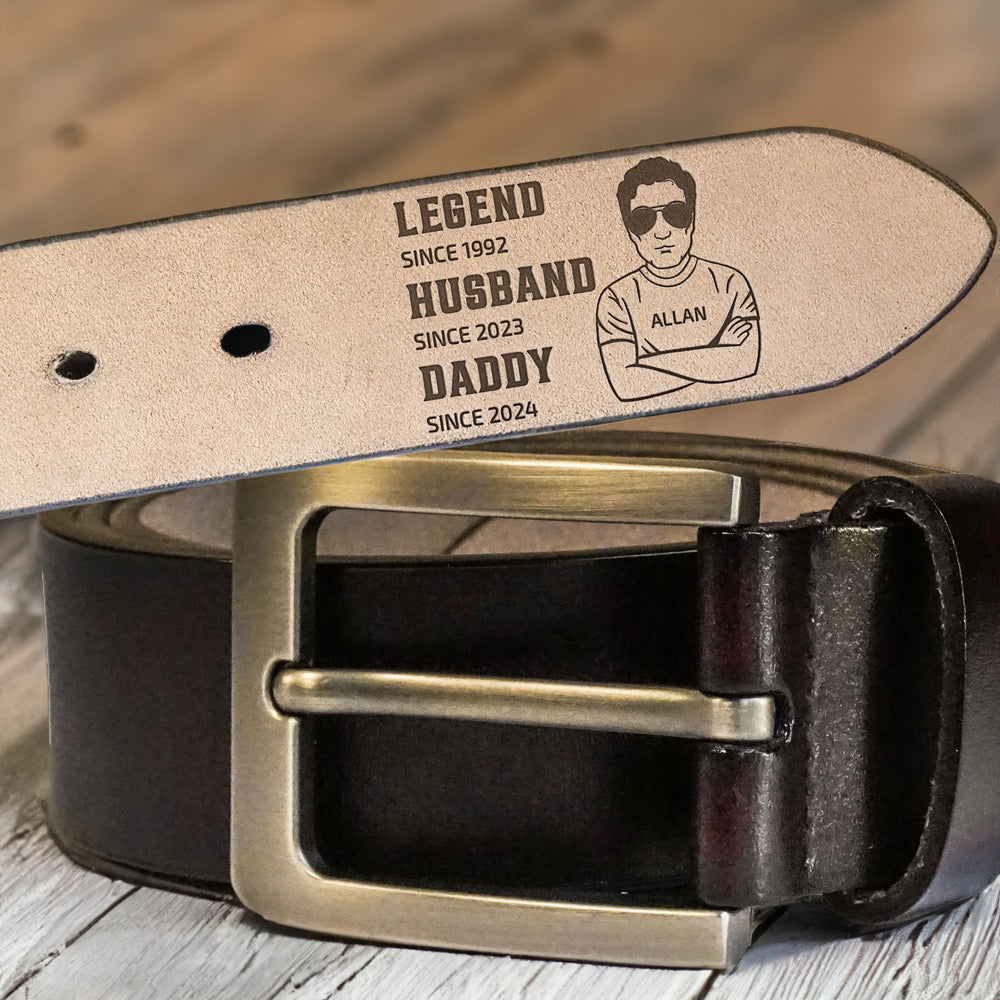 Legend Husband Daddy - Gift For Father's Day - Personalized Engraved Leather Belt