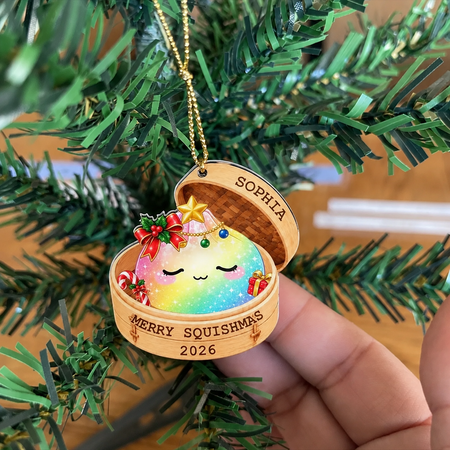 Review by Amanda Brooks - Merry Squishmas Rainbow Dumpling in Bamboo Steamer, Unique Christmas Gift for Family, Kids - Personalized Acrylic Ornament