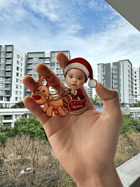Review by Emma Price - Cute Baby Santa And Reindeer - Gift For Family - Personalized Acrylic Ornament NA94