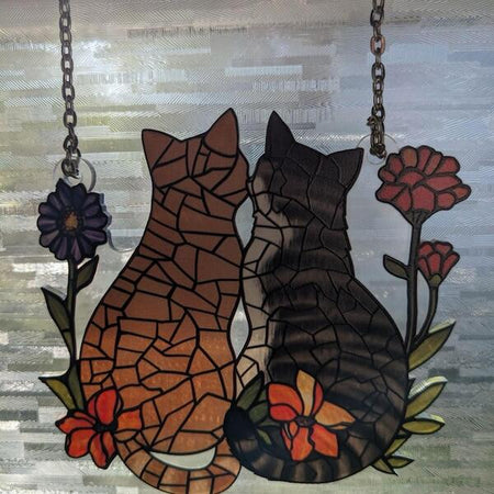 Review by SavannahJones - A Couple Of Cats And Flowers - Gift For Pet Lovers - Window Hanging Window Hanging Suncatcher Ornament