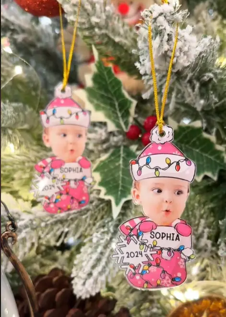 Review by Sophia Long - Custom Photo Peeking Baby First Christmas - Gift For Mom, Dad, Baby - Personalized Acrylic Ornament - NA94