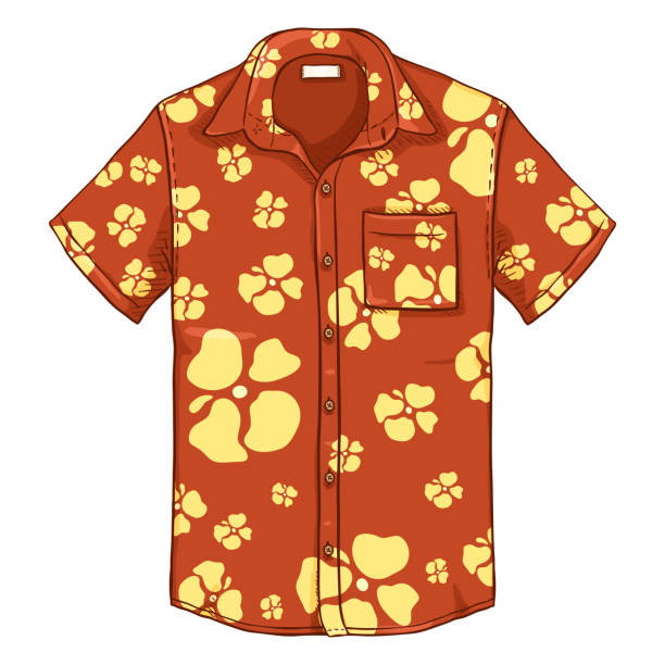 vector cartoon short sleeve hawaiian men shirt