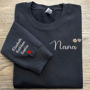 Custom Nana Daisy And Grandkids- Embroidered Hoodie, Sweatshirt, Tshirt - Gift for Grandma