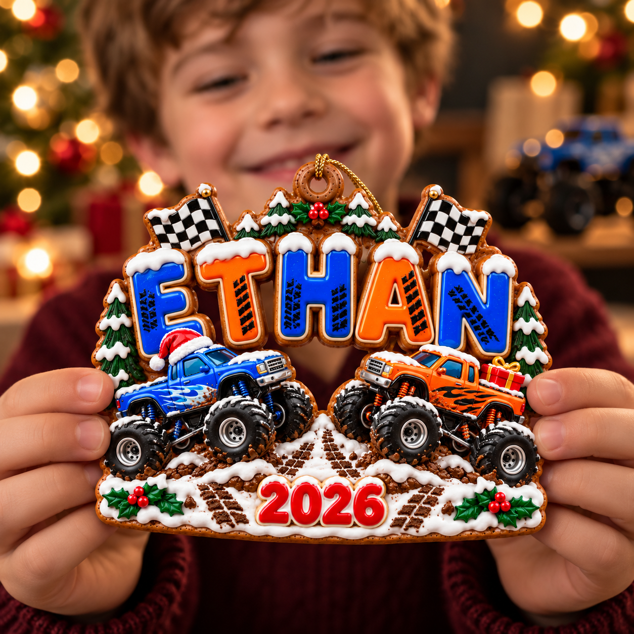 0d1370f6 a53e 42aa a336 65e2521f8f90 Ethan s Personalized Monster Truck Ornament 2