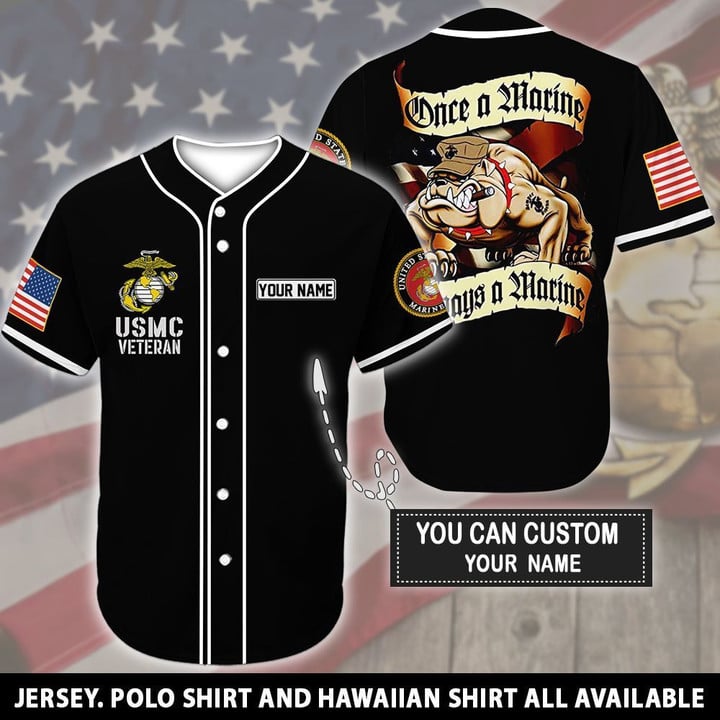 US Marine Corps Veteran Back Color - Personalized  Baseball Jersey
