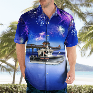 4Th Of July Sanibel Fire Rescue District Fire Boat Hawaiian Shirt