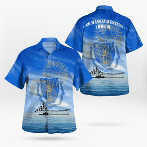 Us Navy Uss Massachusetts (Bb-59) 4Th Of July Hawaiian Shirt