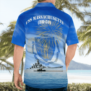 Us Navy Uss Massachusetts (Bb-59) 4Th Of July Hawaiian Shirt