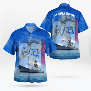 Us Navy Uss Iowa (Bb-61) 4Th Of July Hawaiian Shirt