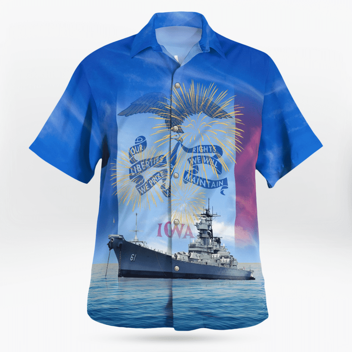 Us Navy Uss Iowa (Bb-61) 4Th Of July Hawaiian Shirt