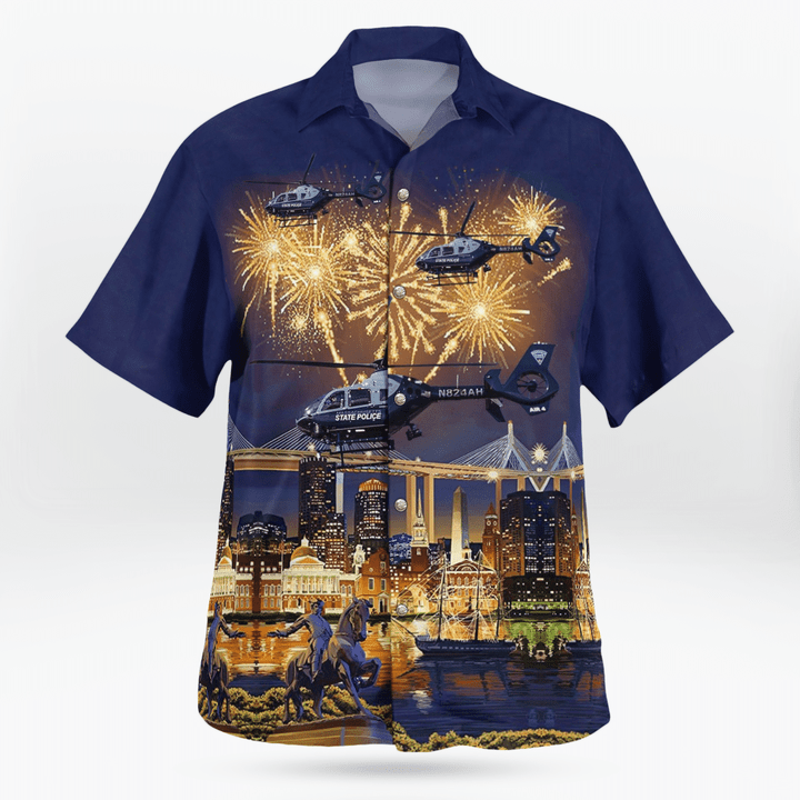 Massachusetts State Police Eurocopter Ec 135T2+, 4Th Of July Hawaiian Shirt