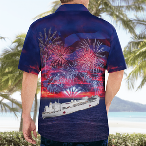 Usns Comfort (T-Ah-20) Hospital Ship, 4Th Of July Hawaiian Shirt